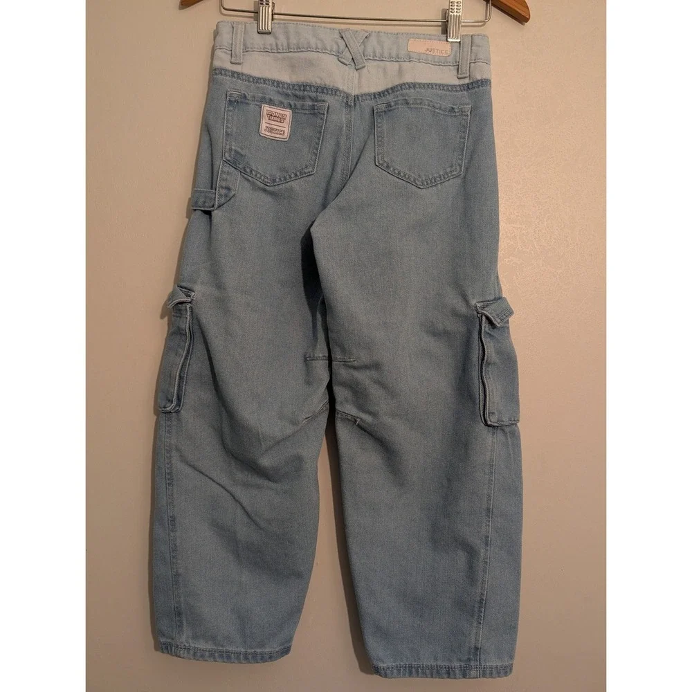 Justice Looney Tunes Kids Light Wash‎ Cargo Jeans Bugs Lola Bunny Blue Size 12